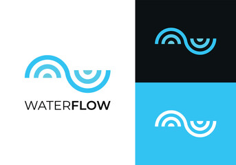 This is a water flow logo with a modern and minimalist style. This logo is suitable for beverage companies, water divisions, and the like.