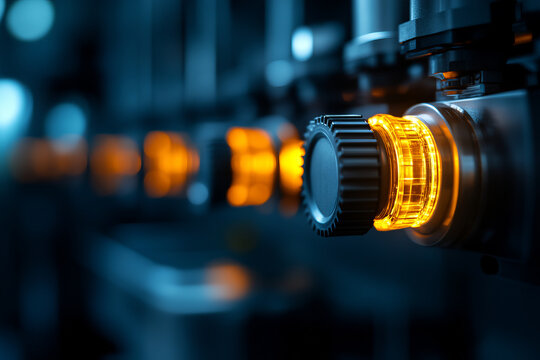 High tech machinery with illuminated control knobs robotics lab, showcasing advanced technology