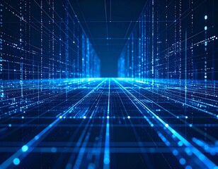 Abstract blue digital grid pattern forms a futuristic technology background, illustrating data and cyberspace