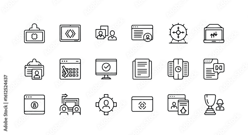 Poster line editable icon set of modern flat icons representing business and technology concepts line icon 