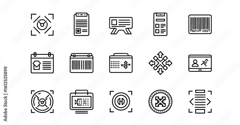 Poster line editable icon set of modern flat icons representing business and technology concepts line icon 