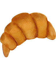 Watercolor Croissant Illustration Isolated on White Background
