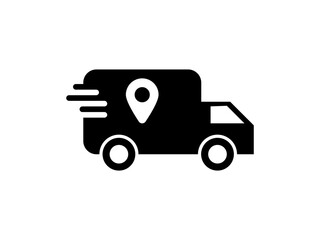 Fast Delivery Truck Icon with Location Pin Express Shipping and Logistics Symbol