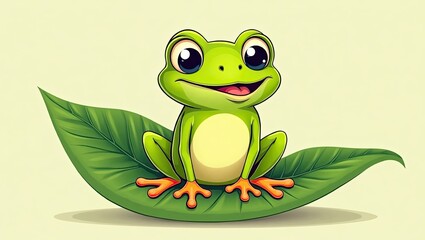 green frog on a leaf