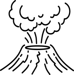 Volcano erupting icon doodle outline Illustration