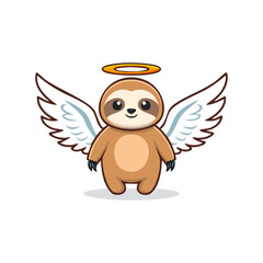 Fototapeta premium vector logo, clean minimalist Sloth with Angel Wings