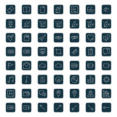 A modern and clean set of flat UI icons designed within square backgrounds
