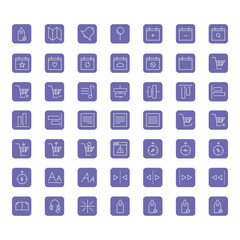 A modern and clean set of flat UI icons designed within square backgrounds