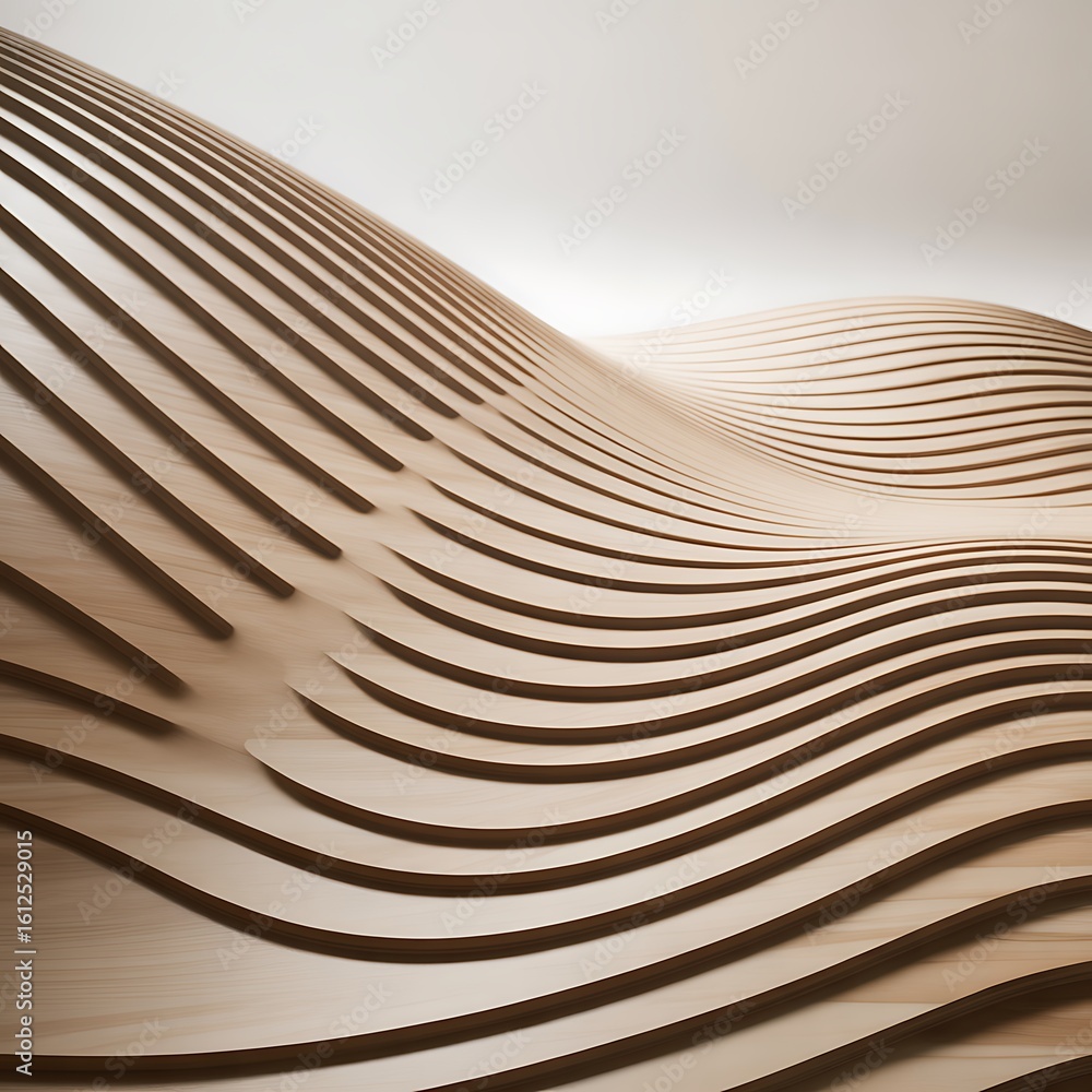 Poster Abstract wooden waves with smooth flowing lines and soft lighting pattern texture