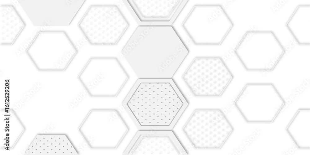 Poster white honeycomb pattern with repeating hexagonal shapes and a clean and modern design aesthetic.