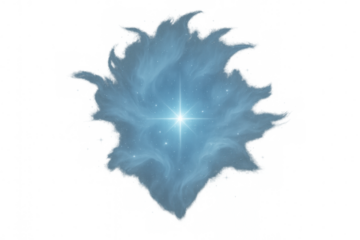 Nebula cloud with bright star shining through on transparent background, ideal for space and astronomy themed projects