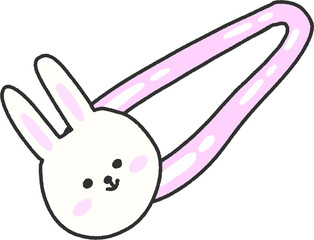 Cute Bunny Face Hair Clip with Pink Band – Adorable Hand-Drawn Rabbit Hairpin Illustration