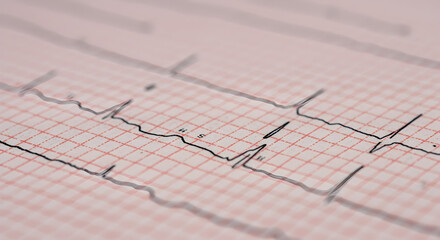 Close-Up of Electrocardiogram Graph Displaying Heart Rhythm Data for Medical Analysis and Monitoring Health
