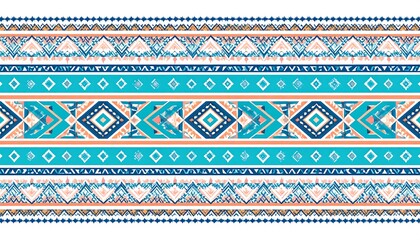 Intricate aztec pattern design with vibrant geometric shapes and vivid colors