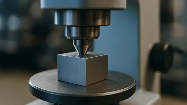 Metal hardness testing machine with square block ensures precision quality control and accurate measurement manufacturing processes using advanced