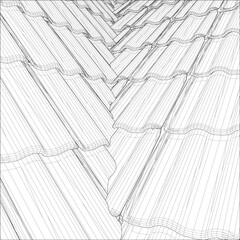 Tile Roof Vector. Illustration Isolated On White Background. A Vector Illustration Of Roof Tile Background.