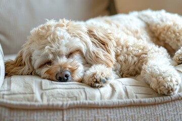 Elderly dog resting in spacious bed, showing pet care, responsibility, and the bond between owner and animal.