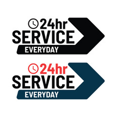 Flat 24hr Everyday Service Sign with Arrow Element