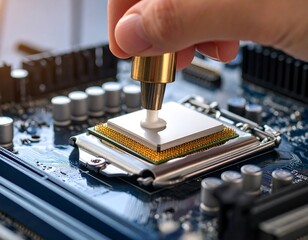 Applying thermal paste to a computer CPU