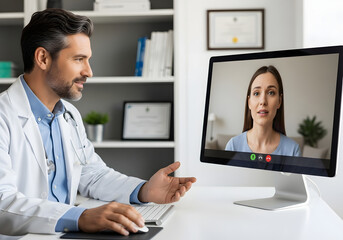 Obraz premium Doctor Consulting Patient in Clinic 