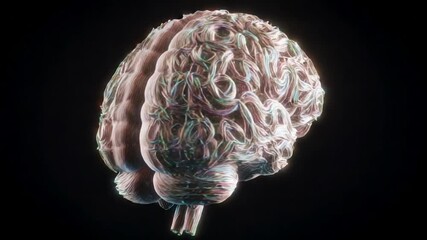3D Brain Visualization with Colorful Neural Pathways - Powered by Adobe