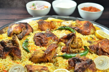 Nasi Kebuli, Indonesian variation of pilaf with Arabic rice influence, cook with goat, lamb or chicken, Spiced  with Clove, Cinnamon and garlic.