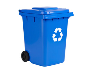  Blue Recycling Bin Isolated on White Background