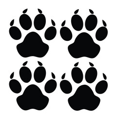 Fototapeta premium Four Black Bear Paw Prints Arranged in a Square Symbolic of Wildlife Conservation and Animal Tracking and Awareness Campaigns