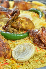 Nasi Kebuli, Indonesian variation of pilaf with Arabic rice influence, cook with goat, lamb or chicken, Spiced  with Clove, Cinnamon and garlic.
