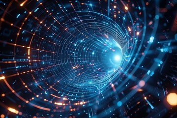 Obraz premium Futuristic Digital Vortex: A Glimpse into the Infinite Depths of Technology