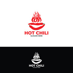 Silhouette of hot chili pepper logo design 