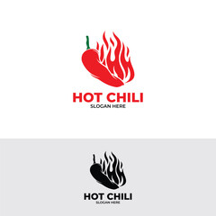 Silhouette of hot chili pepper logo design 