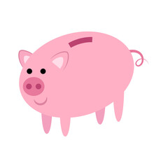 pink piggy bank cartoon design