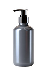 Fototapeta premium A sleek black pump bottle on white background, ideal for shampoo, lotion, or liquid soap. Clean, minimal, and suitable for personal care branding.