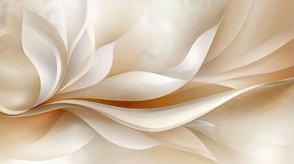 Abstract Floral Wave Beige Cream