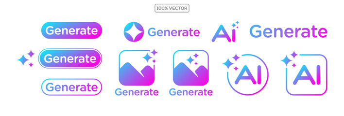 Artificial Intelligence App Icon Pack – Vibrant Star Symbols  illustration