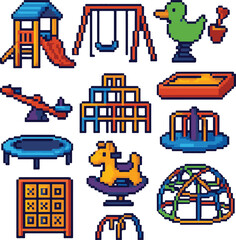 playground pixel art, eps 10 illustration