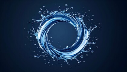 A swirling vortex of water, showcasing a dynamic and fluid splash effect against a dark background.