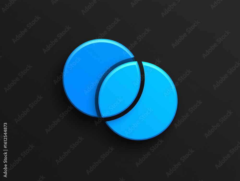 Poster overlapping blue circles on a dark background forming a simple design