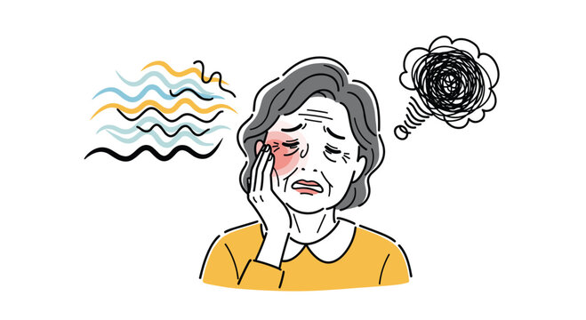 Elderly Person Experiencing Vision Problems Discomfort and Feeling Stressed Due to Eye Health Issues Causing Visual Disturbances and Worry