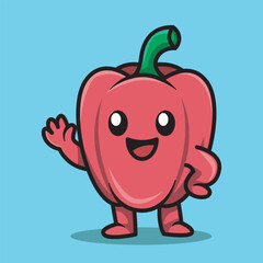 Cartoon Red Bell Pepper Mascot Illustration