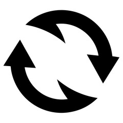 Black and White Vector Icons of Curved Arrows Symbolizing Refresh, Synchronize, and Exchange Silhouettes