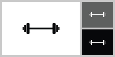 Black barbell icon with background variations.