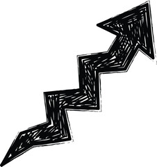 Hand drawn zigzag arrow pointing upwards