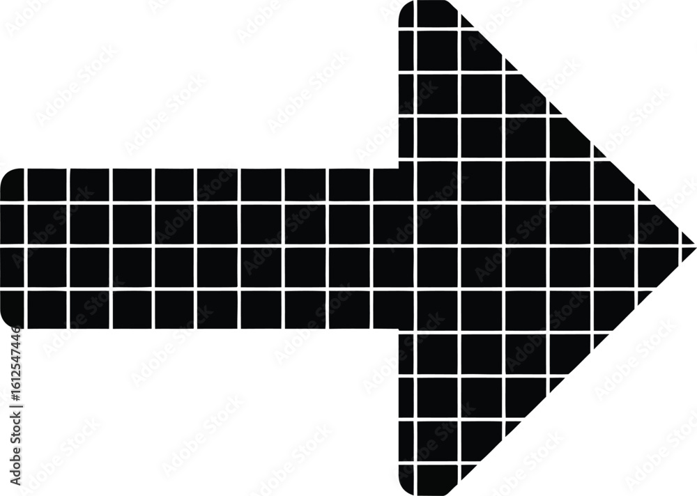 Poster black arrow with grid pattern pointing to the right