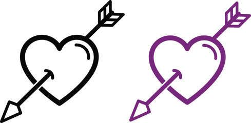 Two hearts pierced by arrows symbolizing love