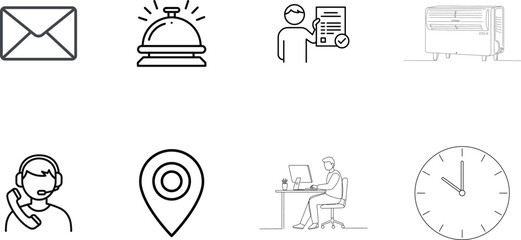 Collection of hand drawn service and contact icons