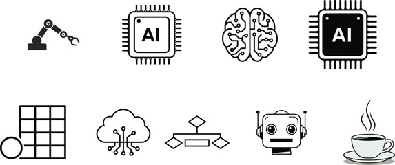Collection of artificial intelligence and technology icons