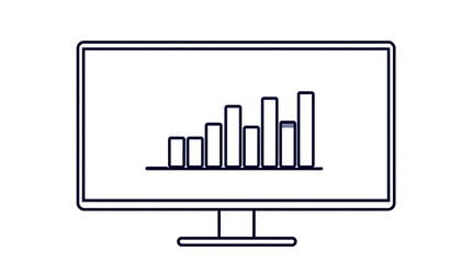 Obraz premium Monitor display showing business growth chart stock market analysis financial data visualization diagram icon