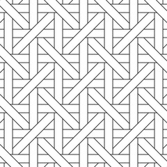 Seamless Black Line Weaving Pattern on White Background – Vector Design for Wallpaper and Tiles
